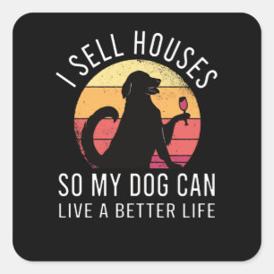 Sticker Carré Cadeau Realtor pour Amoureux des chiens
