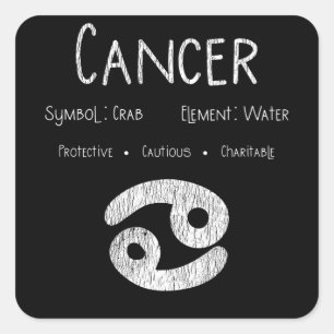Sticker Carré Cadeau Rétro Signe du Zodiaque Cancer pour Amateur