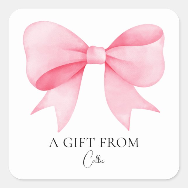 Sticker Carré Cadeau simple et moderne de boue rose mignon (Devant)