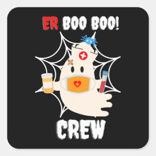 Sticker Carré Cadeau Spider   Boo Crew Nurse Halloween mignonne 