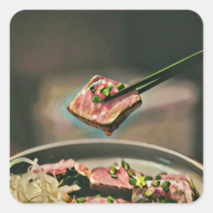 Sticker Carré cadeau sushi cool