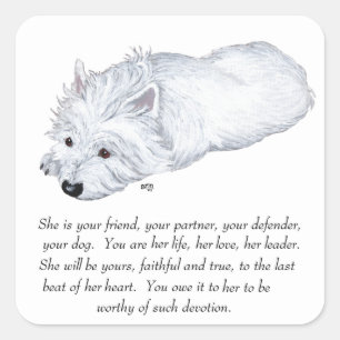 Sticker Carré Cadeau West Highland White Terrier