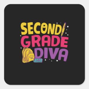 Sticker Carré Cadeaux 2e enseignant   Diva de deuxième année