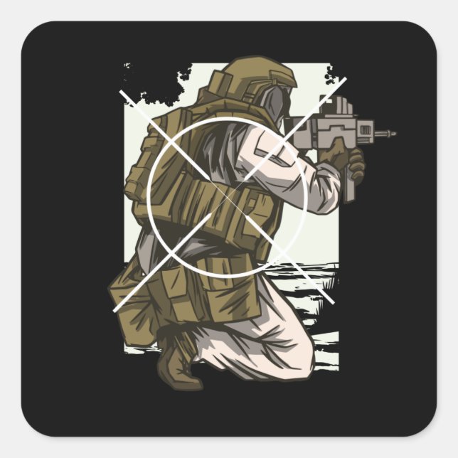 Sticker Carré Cadeaux Airsoft et Paintball pour Ego Shooter (Devant)