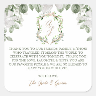 Sticker Carré Cadeaux Cartes de remerciements Mariages officiels