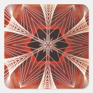 Sticker Carré Cadeaux d'art fractal en ligne Red et White Spider