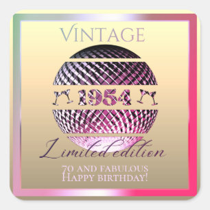 Sticker Carré Cadeaux de 70e anniversaire vintages 1954 Favor Ta