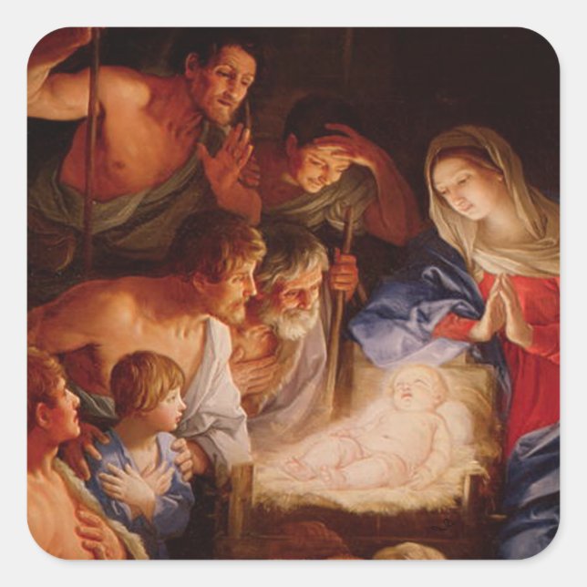 Sticker Carré Cadeaux de crèches pour Noël (Devant)