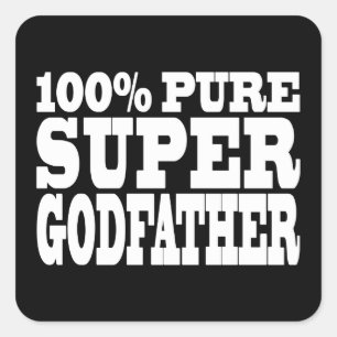 Sticker Carré Cadeaux de pères : 100% Pur Super Parrain