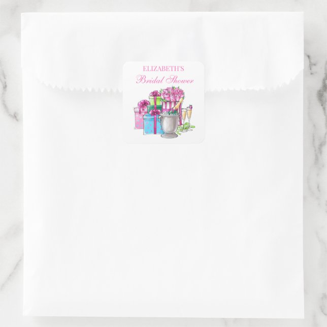 Sticker Carré Cadeaux Fantaisie Roses de Champagne Enterrement d (Sac)