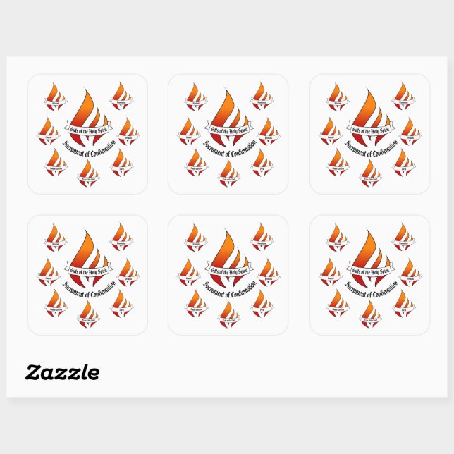 Sticker Carré Cadeaux génériques de l'Esprit Saint Confirmation (Feuille)