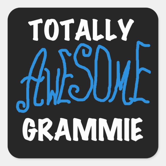 Sticker Carré Cadeaux Grammie Blue totalement génial (Devant)