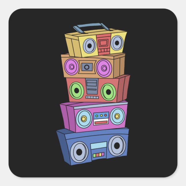 Sticker Carré Cadeaux Hip hop des années 90 Ghettoblaster Hip ho (Devant)