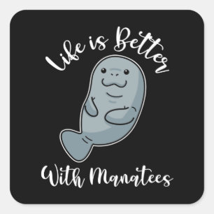 Sticker Carré Cadeaux Manatee Hommes Femmes Sauver Les Manatees