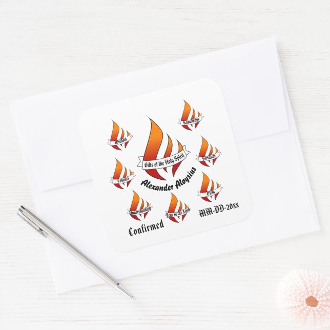 Sticker Carré Cadeaux personnalisés de l'Esprit Saint Confirmati (Enveloppe)