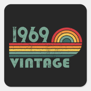Sticker Carré Cadeaux personnalisés vintages 55e anniversaire