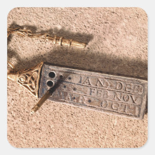 Sticker Carré Cadran solaire, argent et or portatifs, 10ème