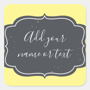 Sticker Carré Cadre Chalkboard moderne Personnalisé Jaune