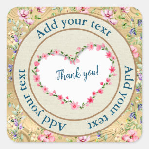 Sticker Carré Cadre de cœur floral élégant : pour chaque occasio