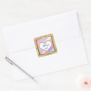 Sticker Carré Cadre de cœur floral élégant : pour chaque occasio