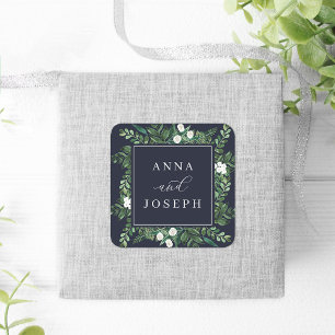 Sticker Carré Cadre de serre Mariage botanique aquarelle