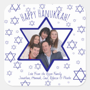 Sticker Carré Cadre photo étoile de David Hanukkah festive