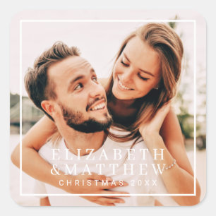 Sticker Carré Cadre Simple Moderne Chic Couple Photo Holiday