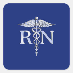 Sticker Carré Caducée de RN d'infirmier autorisé sur le décor