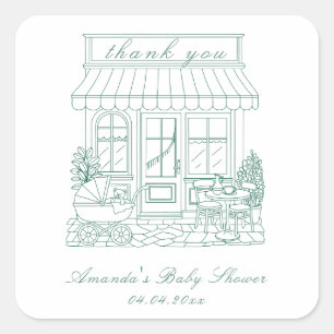 Sticker Carré Cafe Bebe Bonjour Baby Shower