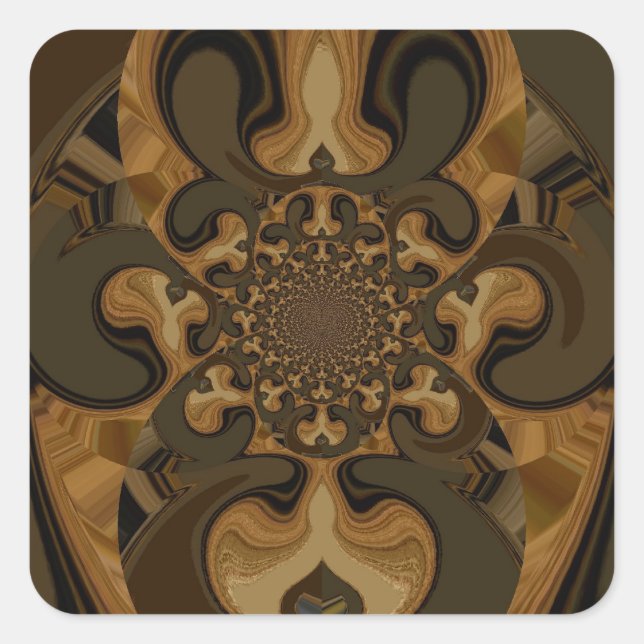 Sticker Carré Café Brown Flux Kaleidoscope Art Imprimer (Devant)