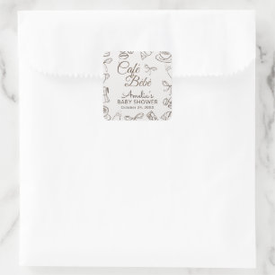 Sticker Carré Café Caprice Bebe Baby Shower