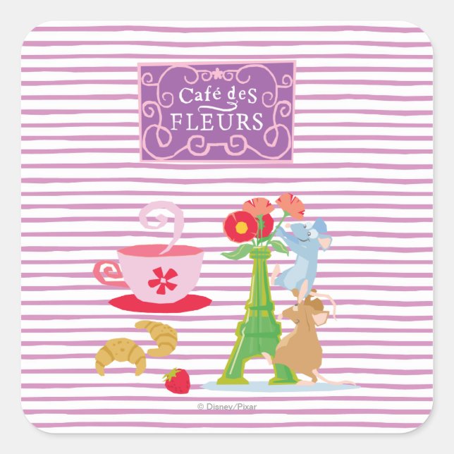 Sticker Carré Café des fleurs (Devant)