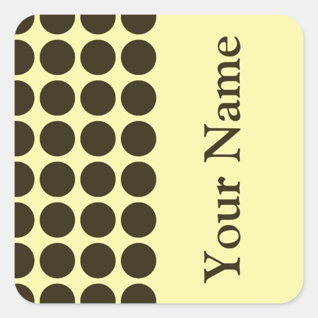 Sticker Carré Café Mocha Crème points neutres avec nom texte (Devant)