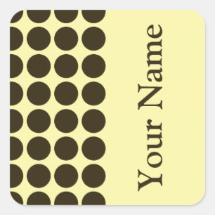 Sticker Carré Café Mocha Crème points neutres avec nom texte