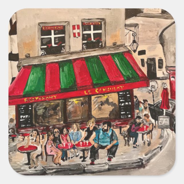 Sticker Carré "Café rue Norvins, Montmartre" Paris (Devant)