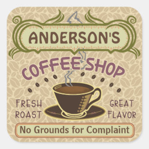 Sticker Carré Café-Shop avec Coupe Créez votre propre personna