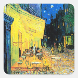 Sticker Carré Café Terrasse à la nuit (1888) Art Vincent Van Gog