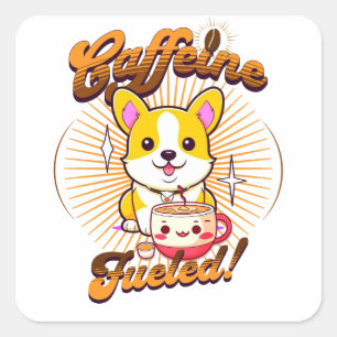 STICKER CARRÉ CAFFEINE DE CORGI FUELED!