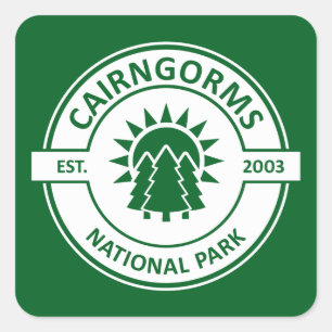Sticker Carré Cairngorms National Park Scotland Sun Trees