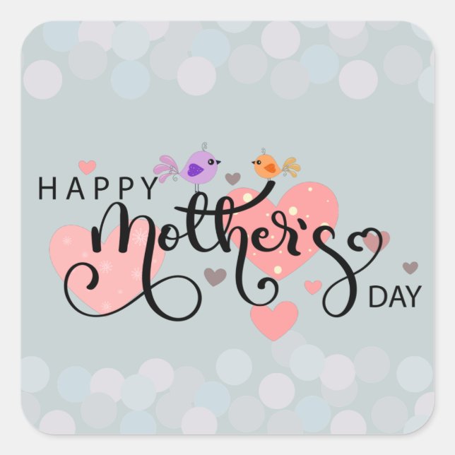 Sticker Carré Calcomanía celebración "Happy Mother's Day" (Devant)