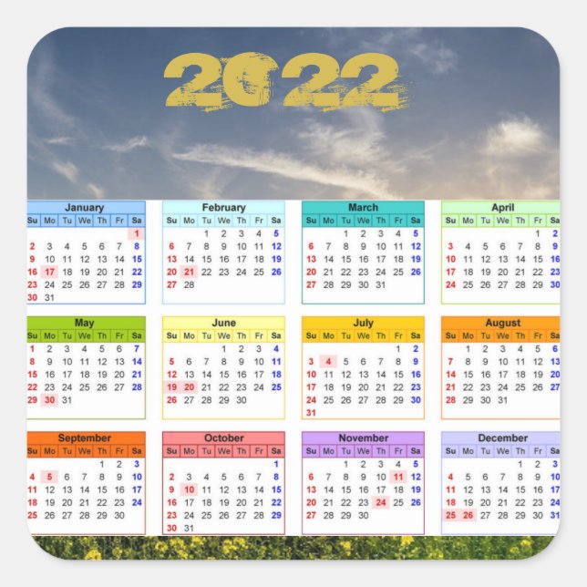 Sticker Carré Calendrier 2022 (Devant)
