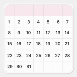 Sticker Carré Calendrier mensuel de la fleur