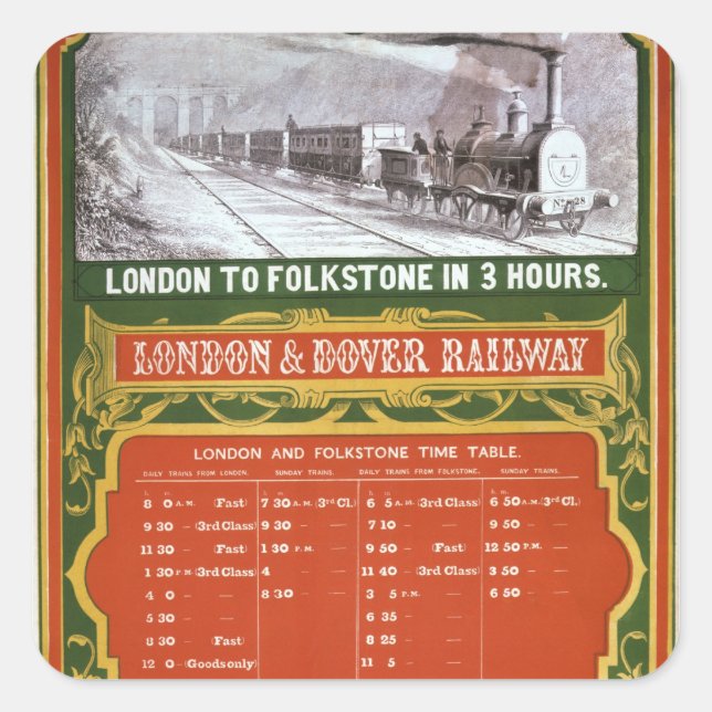 Sticker Carré Calendrier pour Londres à Dover Railway (Devant)