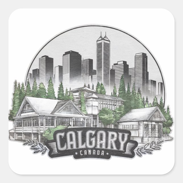 Sticker Carré Calgary City Canada (Devant)