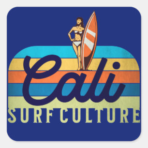 Sticker Carré Cali Surf Culture Style Vintage