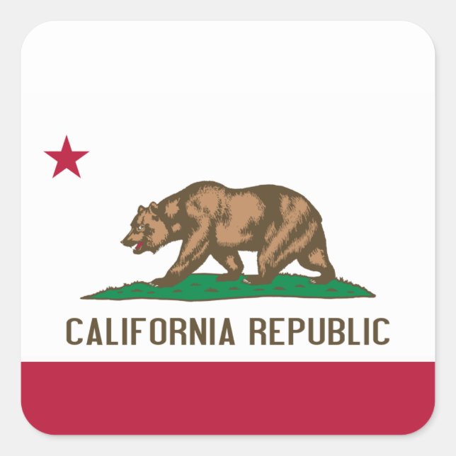 Sticker Carré California Cali Republic Bear Flag, États-Unis Squ (Devant)
