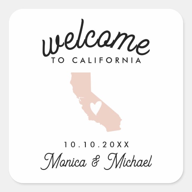 Sticker Carré CALIFORNIA State Destination Mariage N'IMPORTE QUE (Devant)
