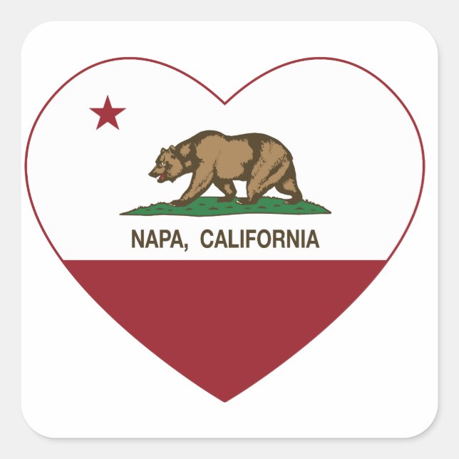 Sticker Carré californie drapeau napa coeur (Devant)