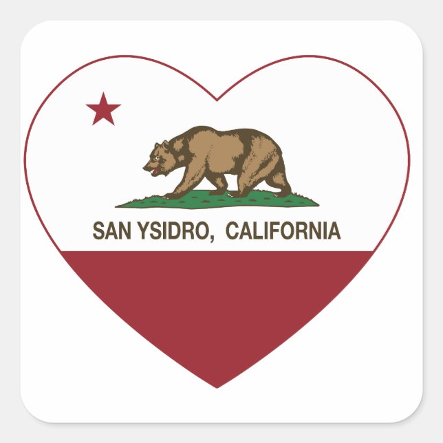 Sticker Carré californie drapeau san ysidro coeur (Devant)