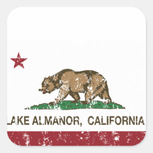 Sticker Carré Californie République Drapeau Lac Almanor